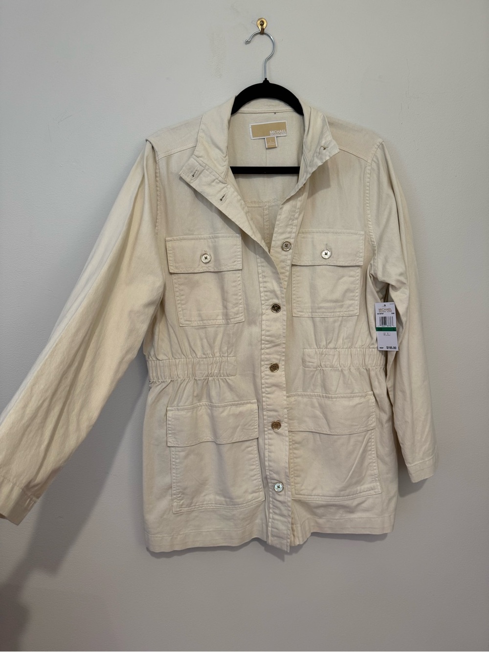 Michael Kors Off-White Utility Jacket with Front Pockets